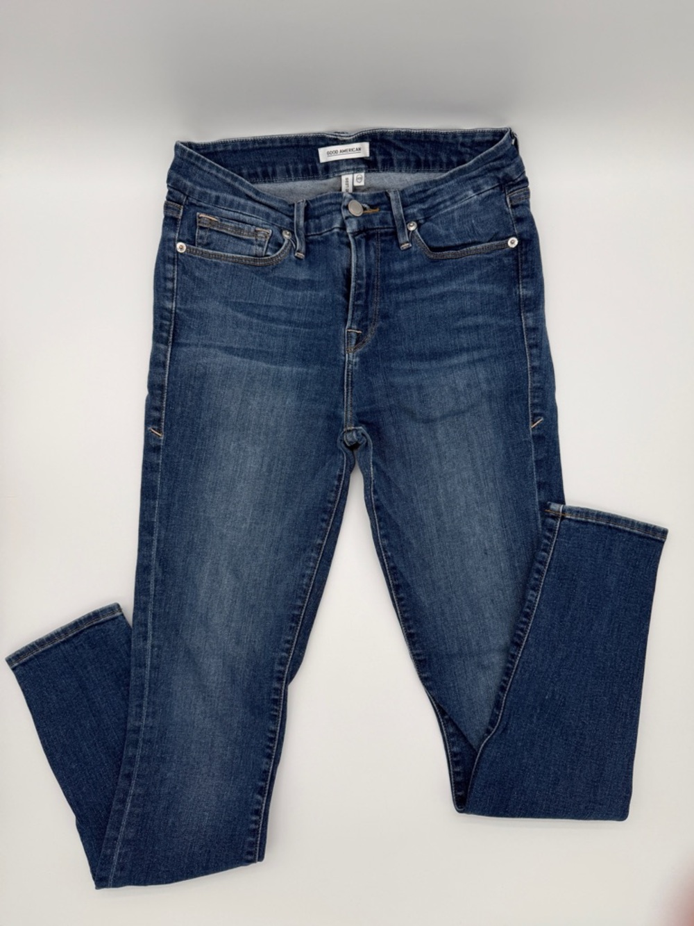 Good American Good Legs Skinny Jeans Dark Blue Denim Size 8/29 High Rise Stretch